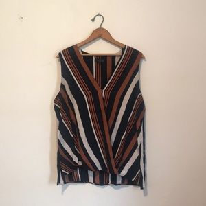 Topshop Wrap Front Striped Sleeveless Shirt